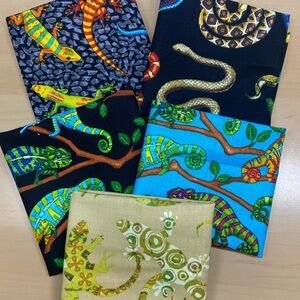 Novelty Lizards and Snakes Cotton Fabric Pieces